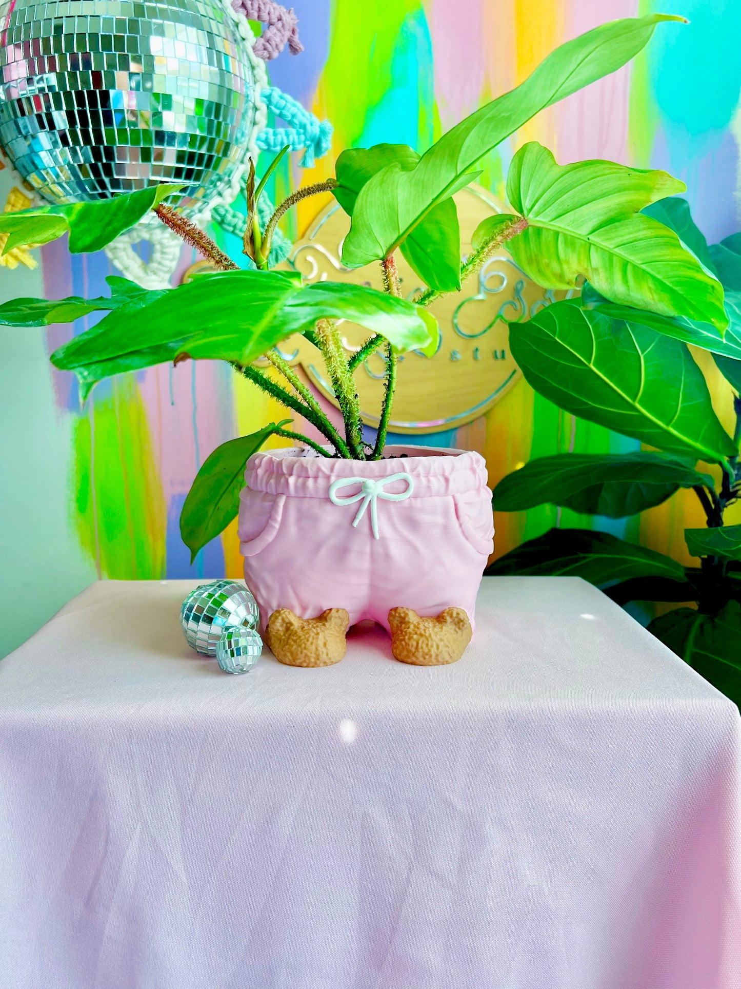 Pink Teddy Bear Planter