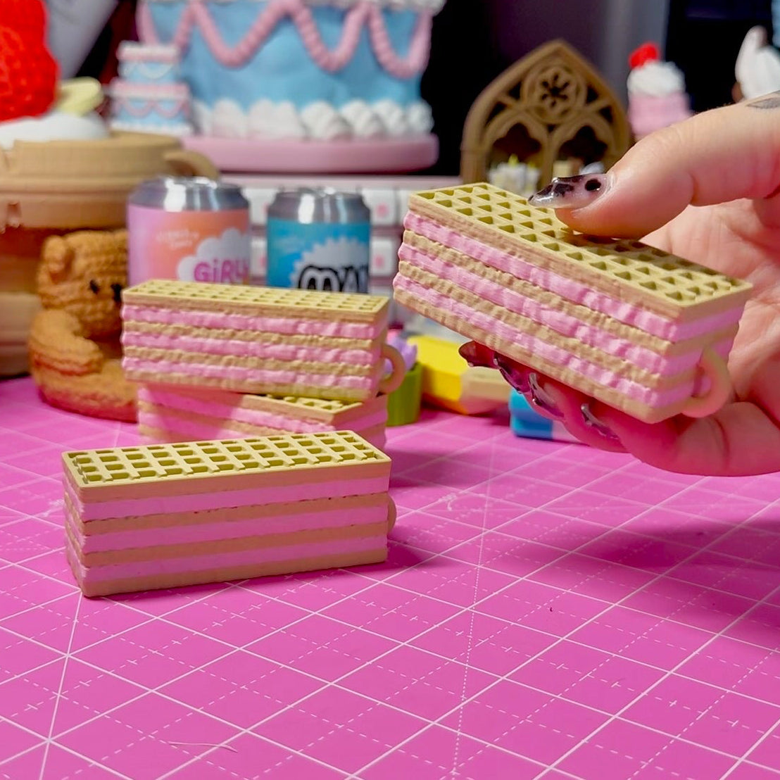 Strawberry Wafer Clicker Keychain