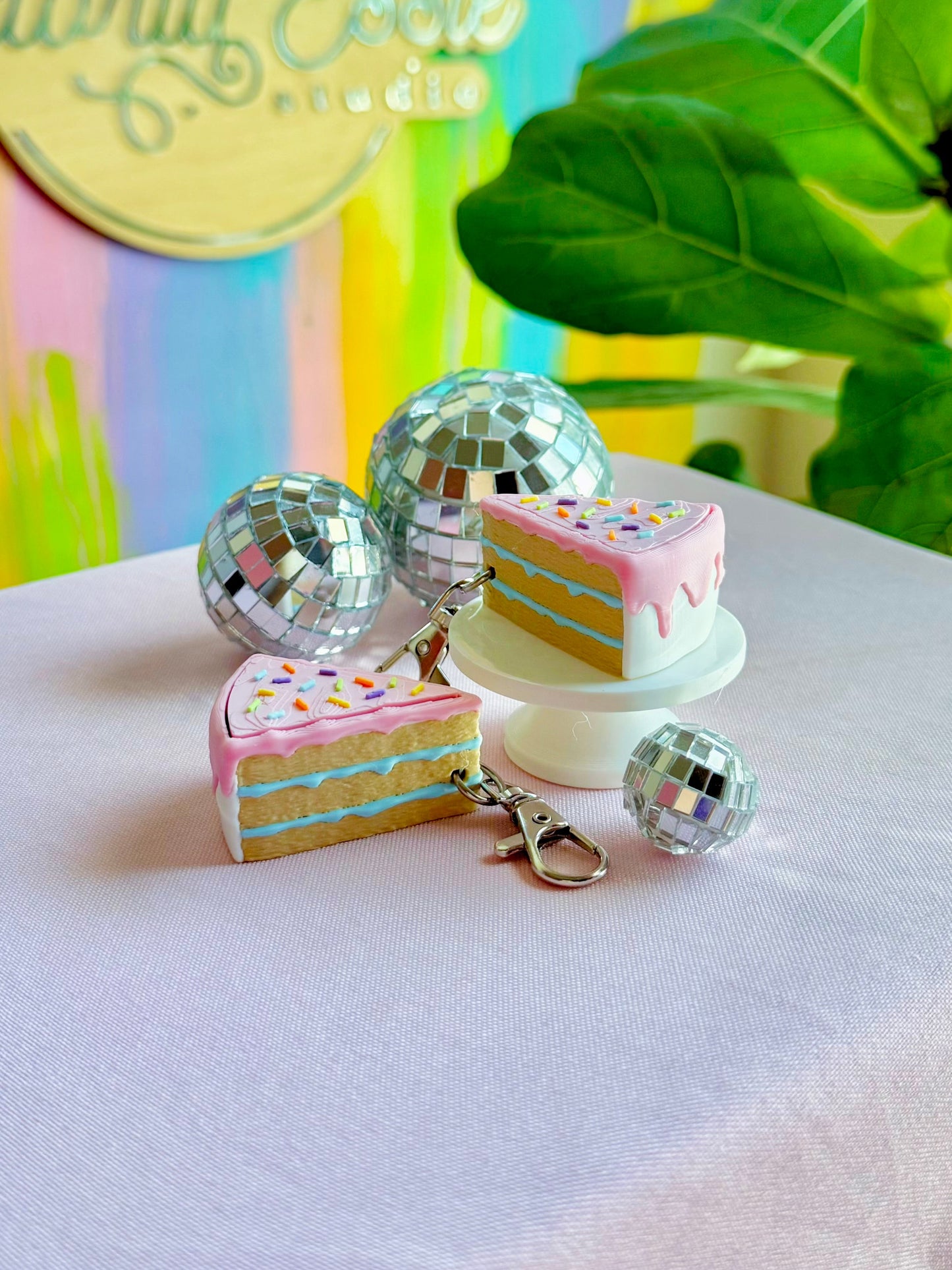 Birthday Cake Slice Clicker Keychain