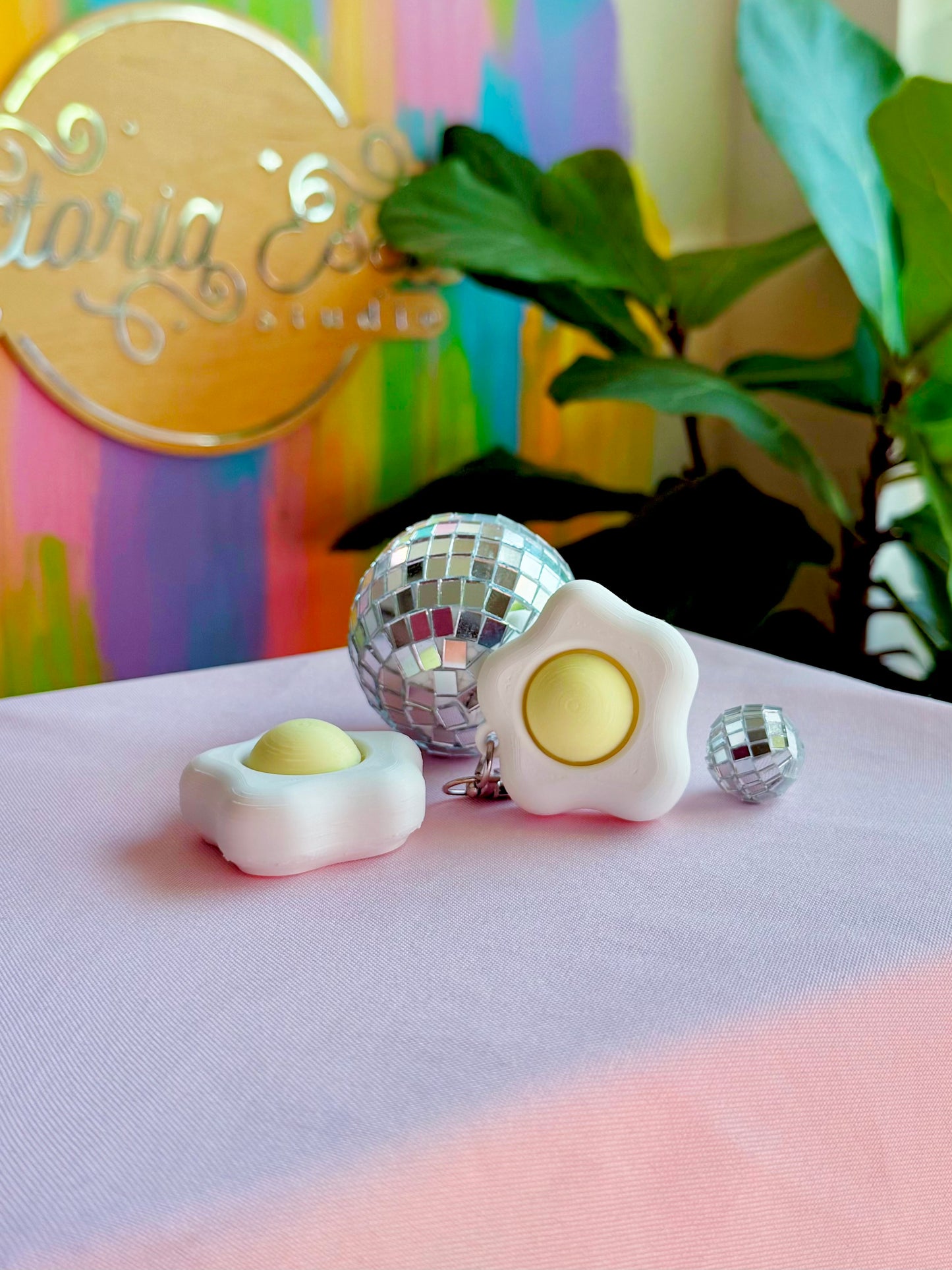 Fried Egg Clicker Keychain