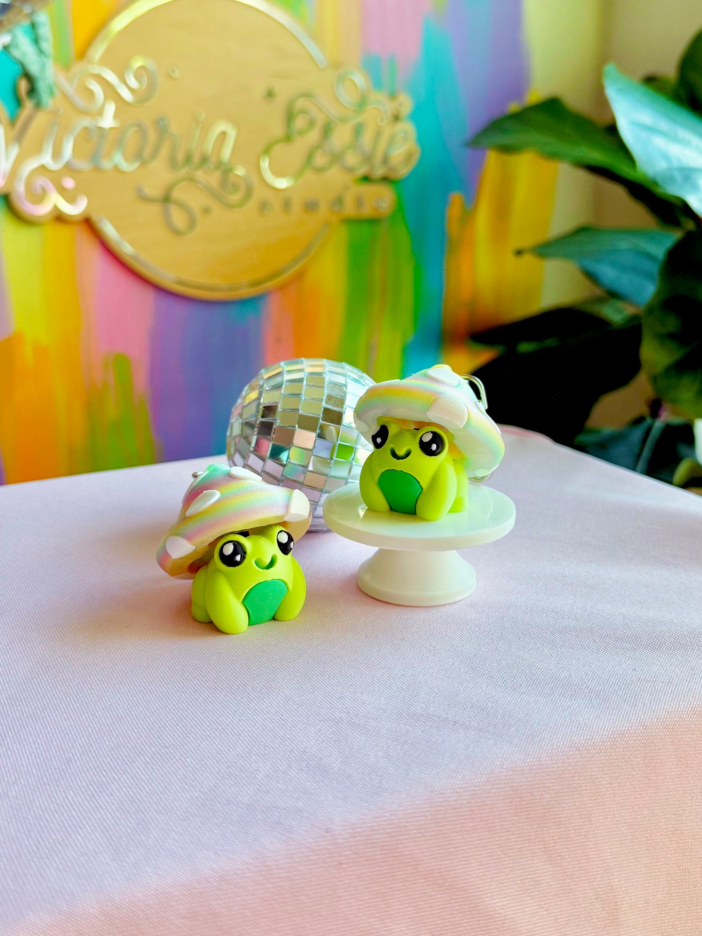 Rainbow Toadstool Clicker Keychain