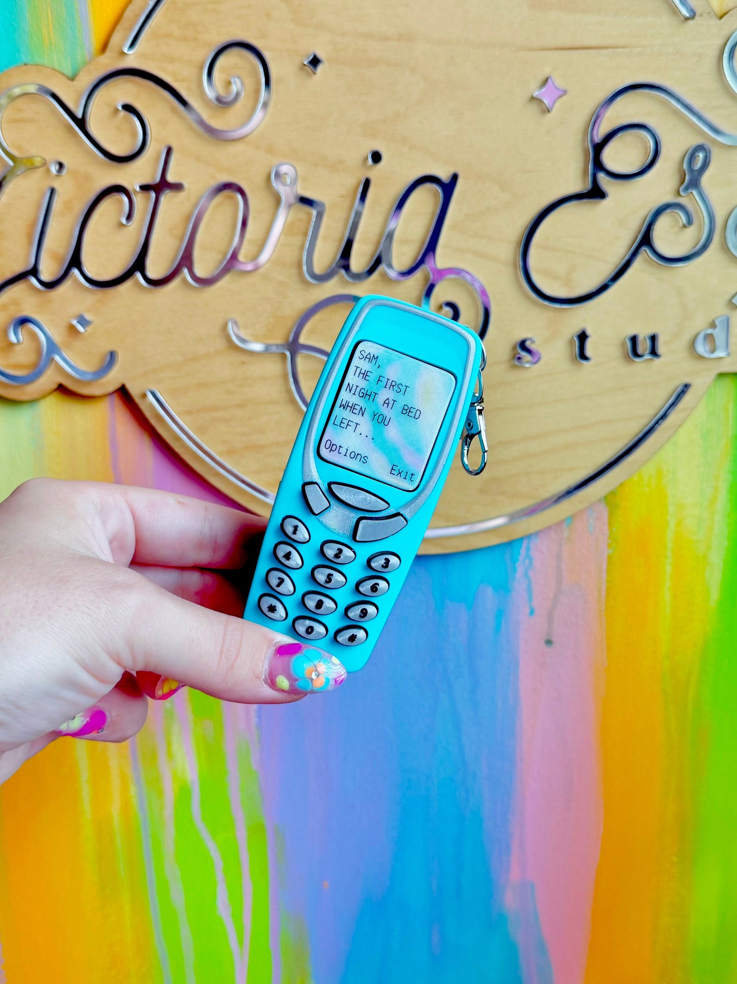 Blue Y2K Cellphone 2-Clicker Keychain