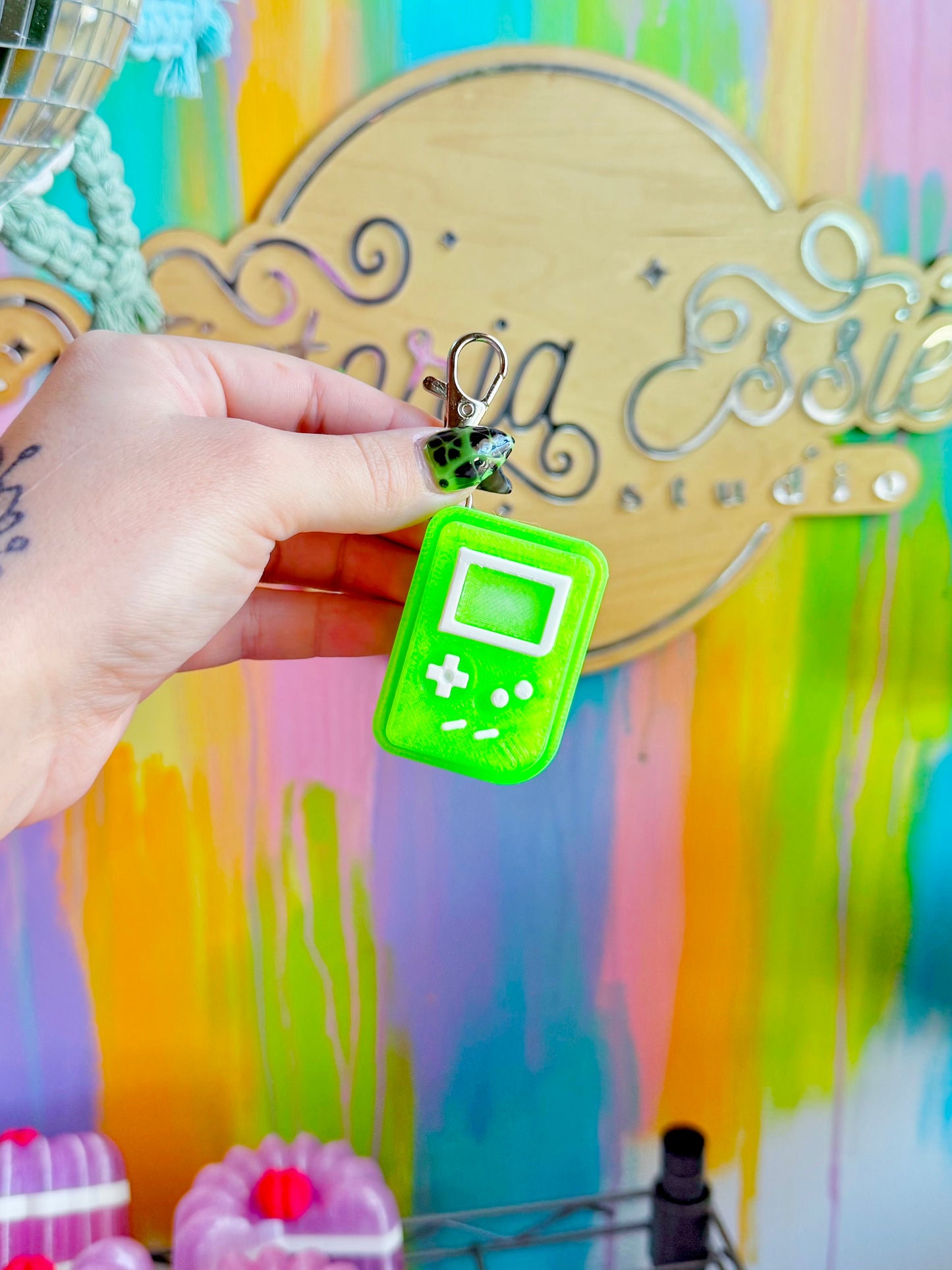 Green Vintage Game Clicker Keychain *glow in the dark