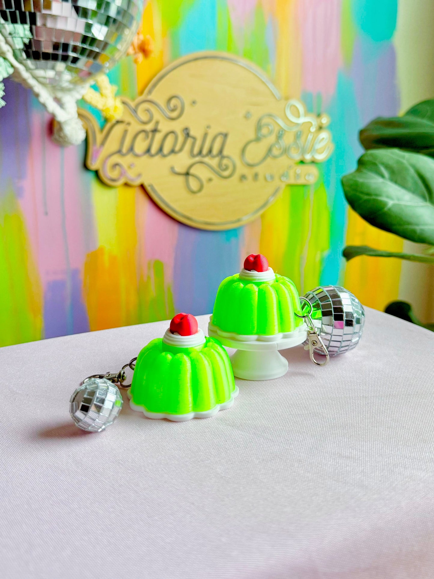 Lime Jello Dessert Clicker Keychain