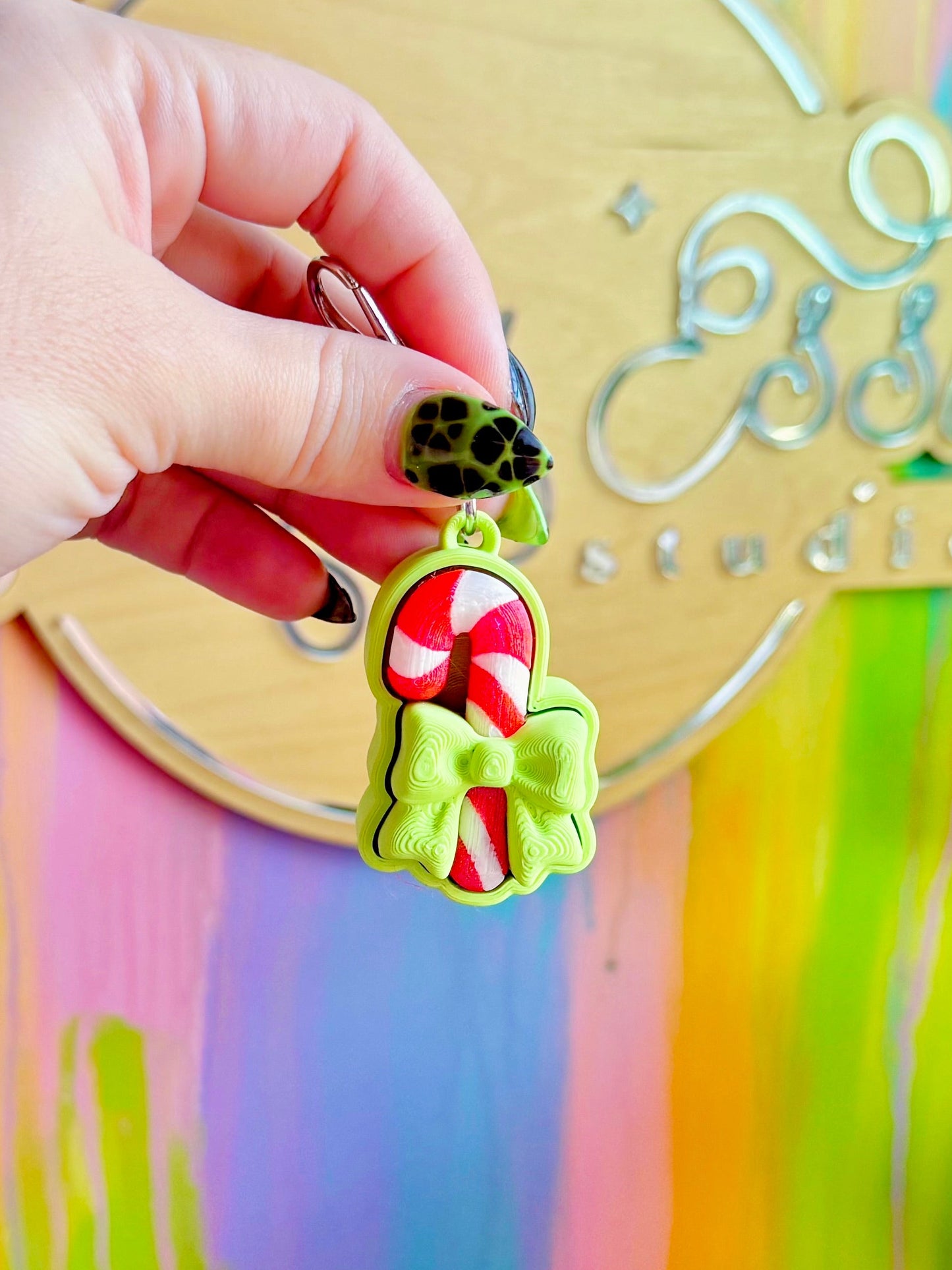 Candy Cane Clicker Keychain