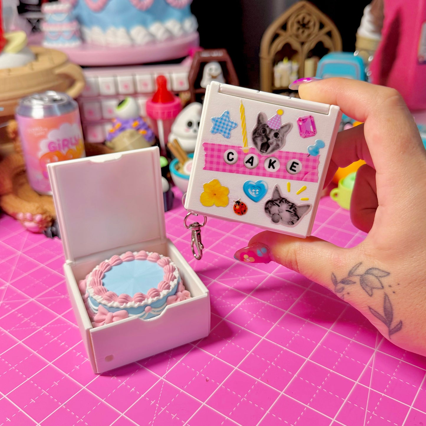 Cake Box Clicker Keychain