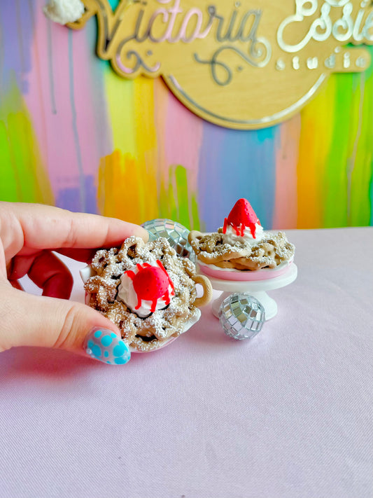 Strawberry Funnel Cake Clicker Keychain