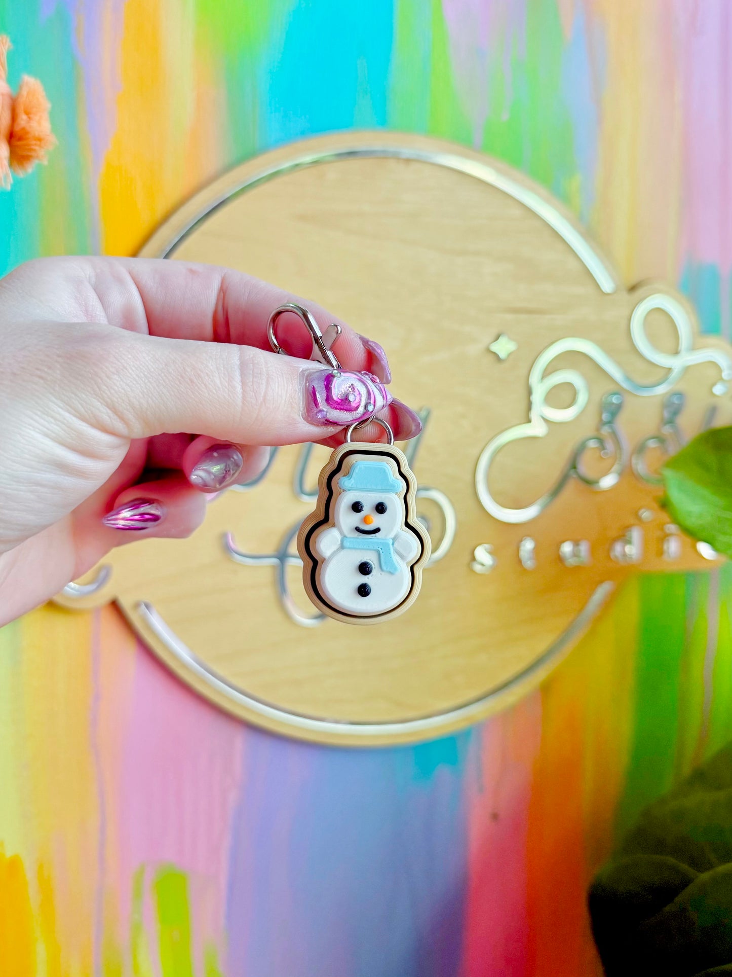 Snowman Sugar Cookie Clicker Keychain
