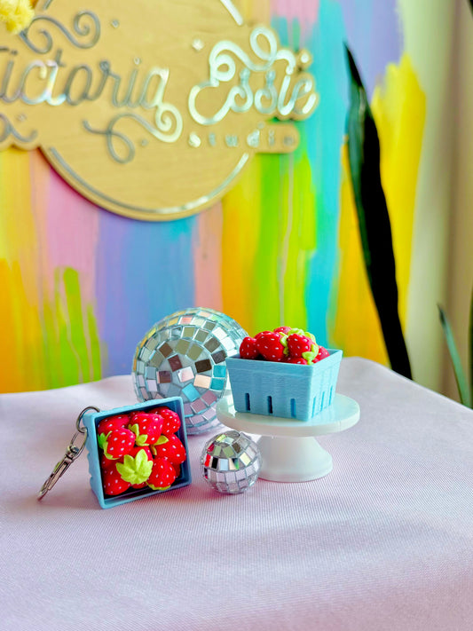 Basket of Strawberry Clicker Keychain