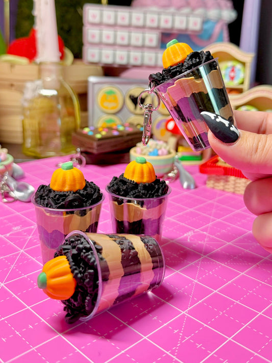 Pumpkin Dirt Cup Clicker Keychain