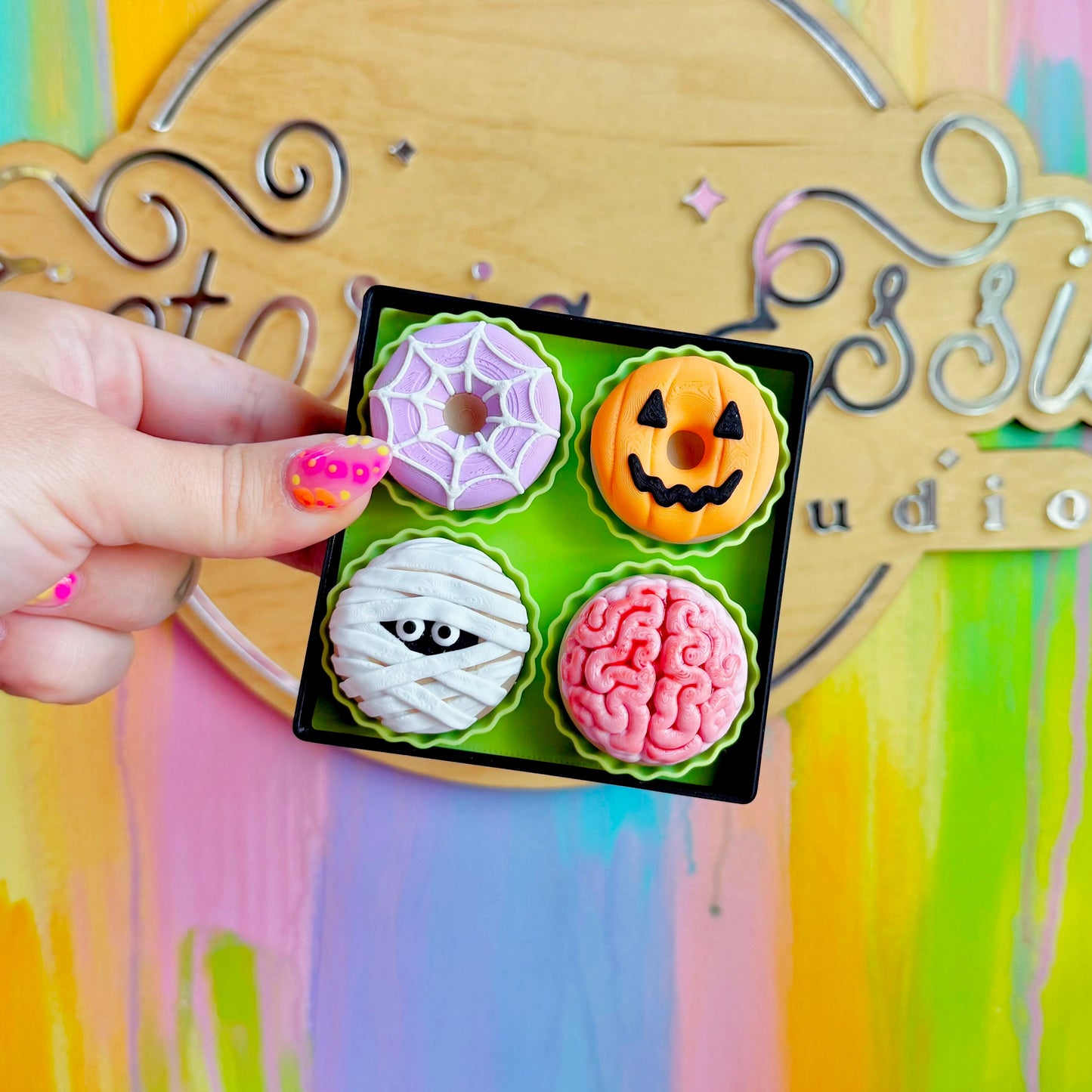 Halloween Donut Box Mixed Clicker Keychain