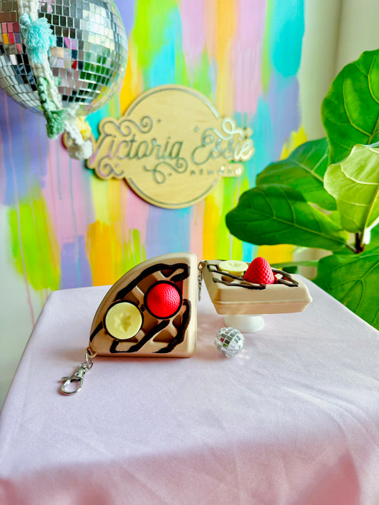 Strawberry Banana Waffle Clicker Keychain