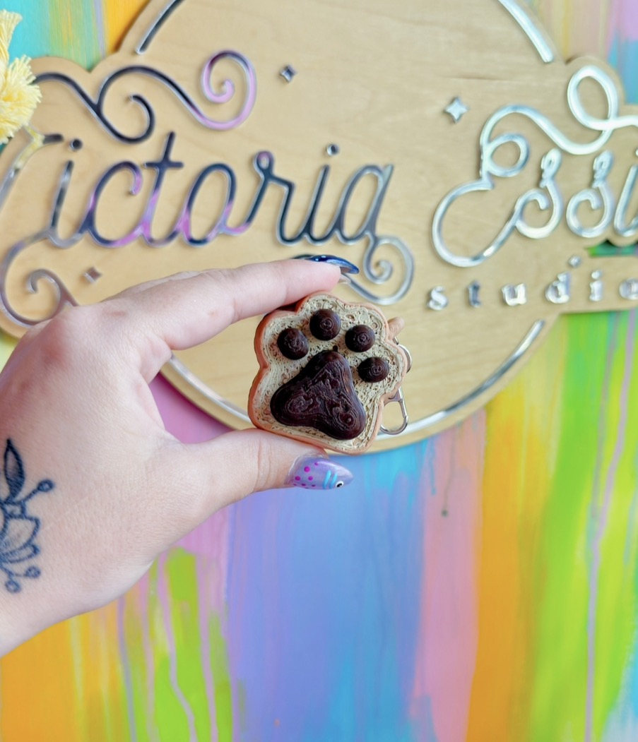 Chocolate Paw Toast Clicker Keychain