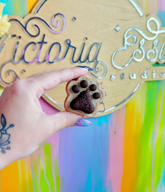 Chocolate Paw Toast Clicker Keychain