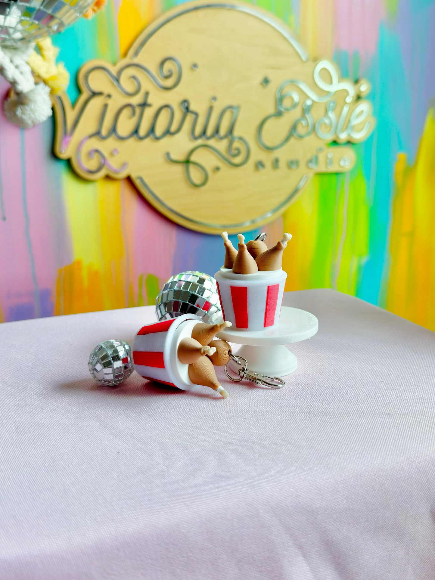 Bucket of Chicken Twisty Clicker Keychain