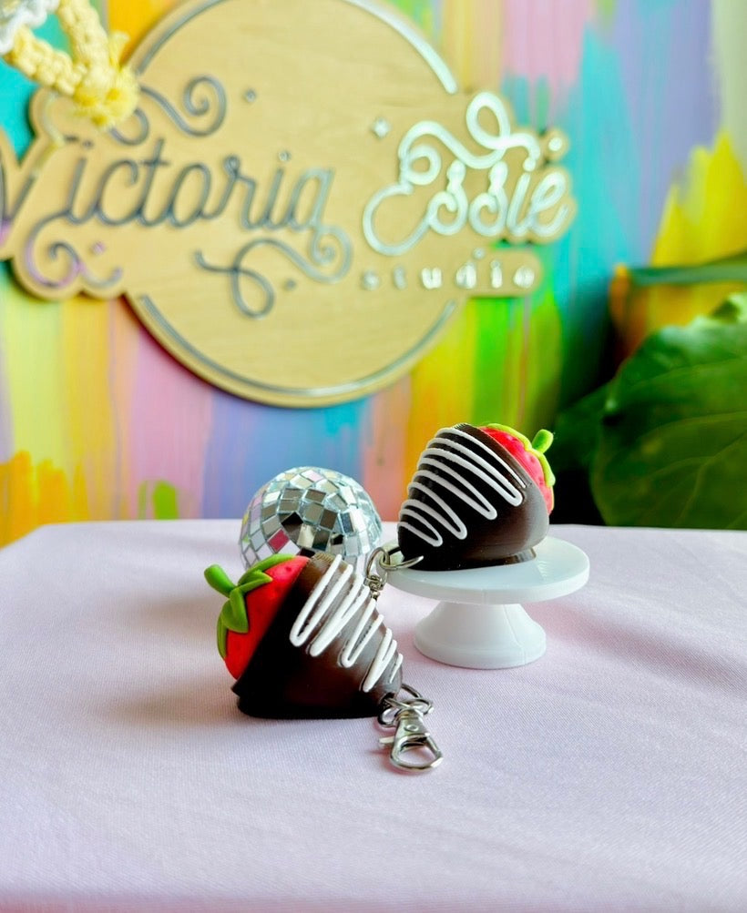 Chocolate Covered Strawberry Clicker Keychain