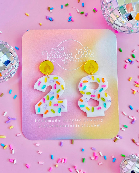 Custom Birthday Earrings (single numbers)
